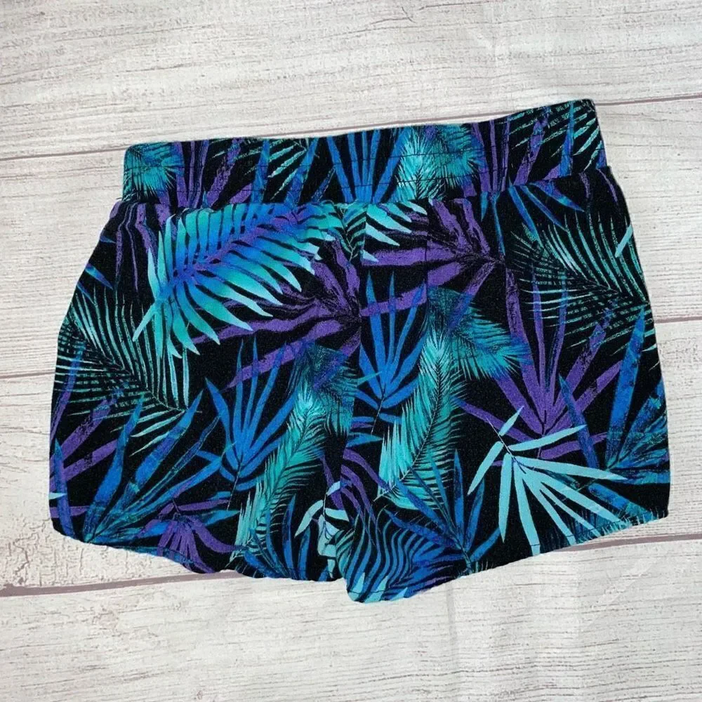 Justice tropical print ruffle front pull on shorts girls sz 7